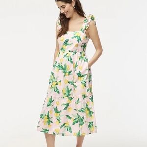 J. Crew Pink and Orange Midi Sundress with Flutter Sleeves
